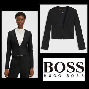 Hugo Boss Women's Black Cropped Blazer Jacket (Size 6)